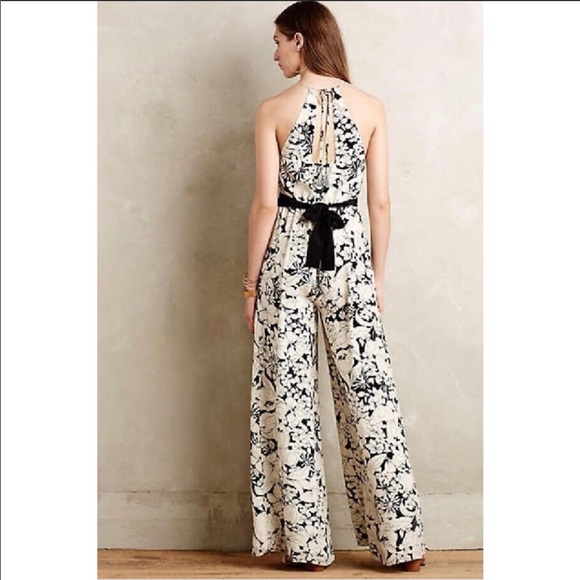 Anthropologie Black and White Floral Jumpsuit - Picture 2 of 2